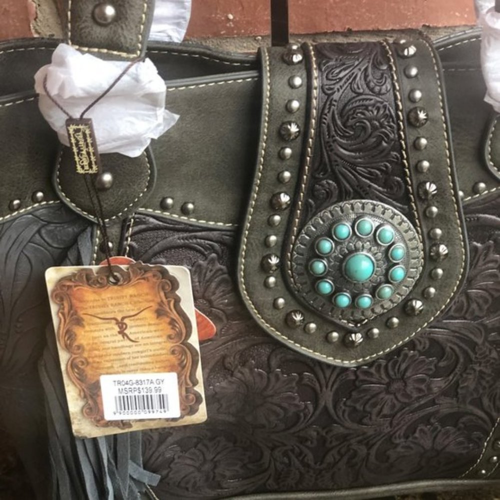 Trinity Ranch Tooled Design Concealed Carry Bag - Picture 4 of 7